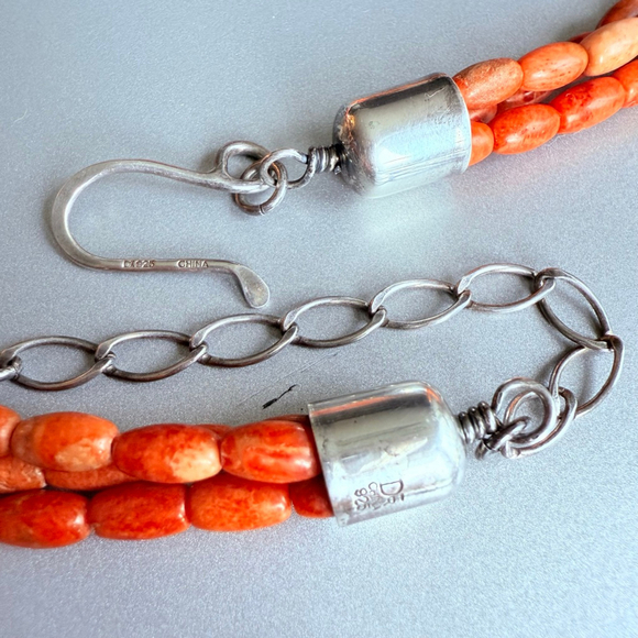 Jay King Southwestern Red Sponge Coral DTR Sterling Silver 925 Pendant Necklace - Picture 7 of 9